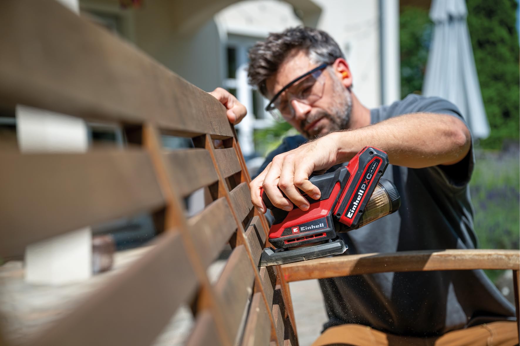 Einhell Ponceuse multifonctions sans fil TE-OS 18/150-2 Li Power X-Change (18 V, 24 000 tr/min, Ø d’oscillation 2 mm, bac à poussière, raccord pour aspirateur, 6 papiers abrasifs, sans batterie)
