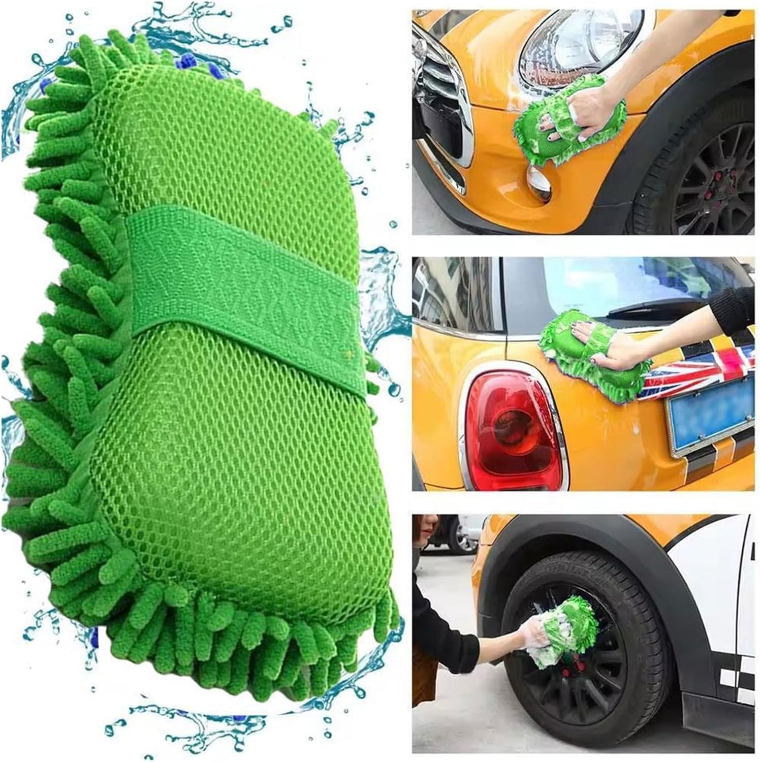 Green Car Washing Gloves - Styling Wash Care Brush Pad for Cleaning(02)