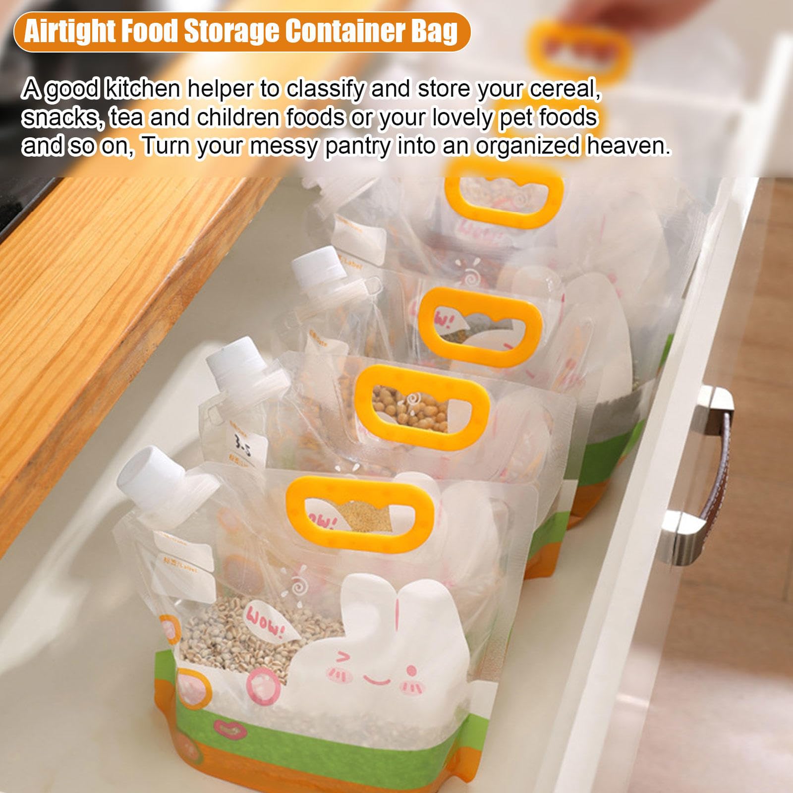 【Confezione da 12】 Borsa Portaoggetti Sigillata per Cereali e Riso - Contenitori per Cereali Ermetici Resistenti All'umidità con Coperchi - Sacchetti Portaoggetti Stand-up,9.8"x9.1"