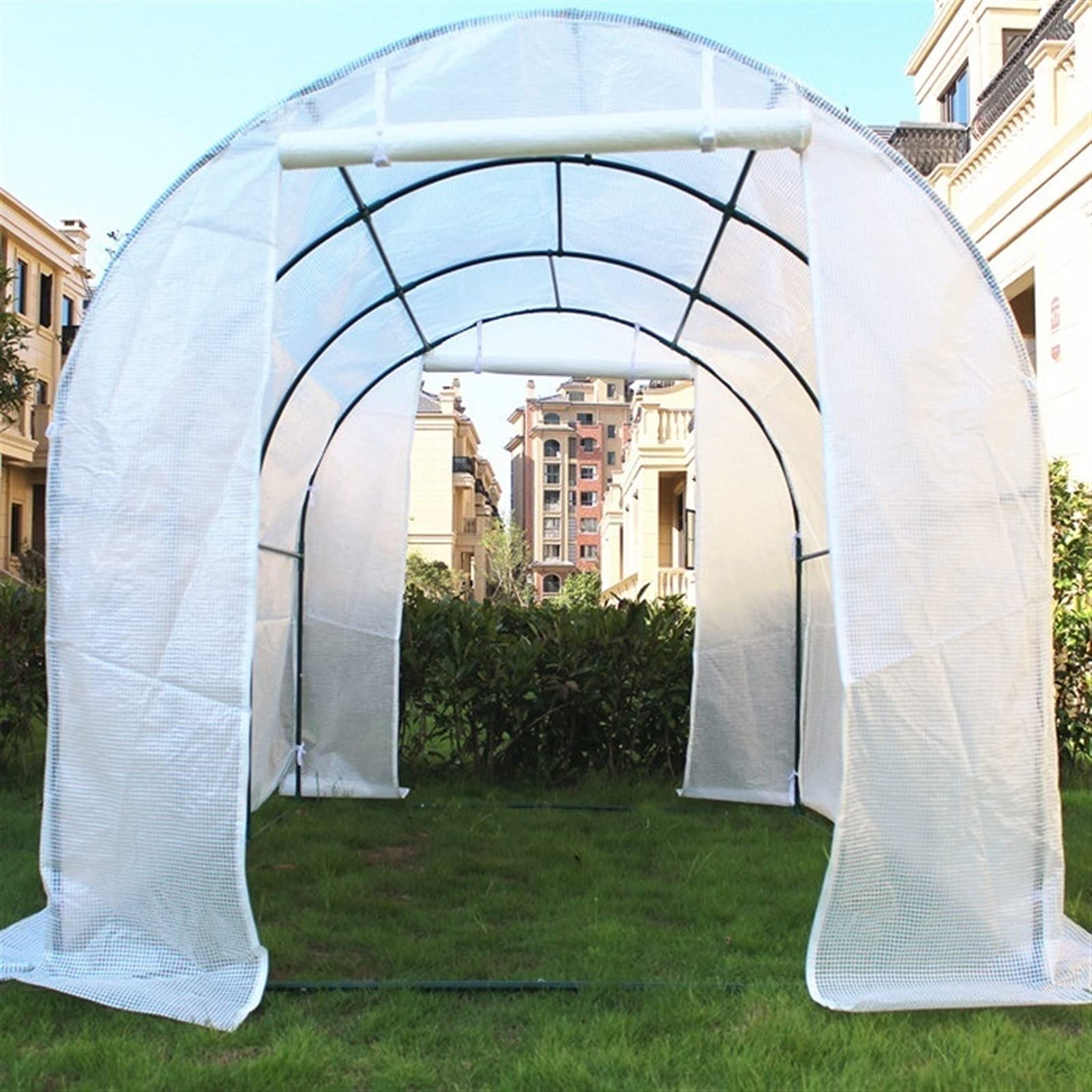 Serra da Balcone Giardino Fuori da casa verde con struttura in metallo resistente, Grande Passeggiata nel Polytunnel della serra 2m / 3m / 4m / 5m / 6m di lunghezza, Giardino della pianta del pomodoro