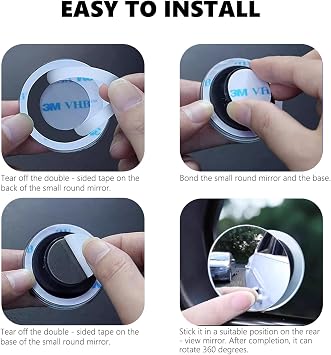 2x Blind Spot Mirrors for Cars,Round Frameless 360° Rotatable Convex Mirror for Car SUV Trucks, Adjustable HD Glass, Easy Install,Universal Fit, Car Accessories for Women Men