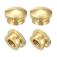 Vista 8 de uxcell Tuercas moleteadas de latón, M4x0.0.276 in redondo escalonado perillas sujetadores para impresora 3D, equipo electrónico, 8 piezas