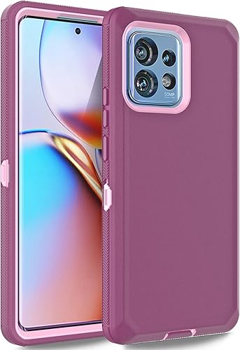 Anloes Funda para Moto Motorola Edge Plus 2023, Defender - Funda protectora resistente a prueba de golpes, 3 en 1 (morado)