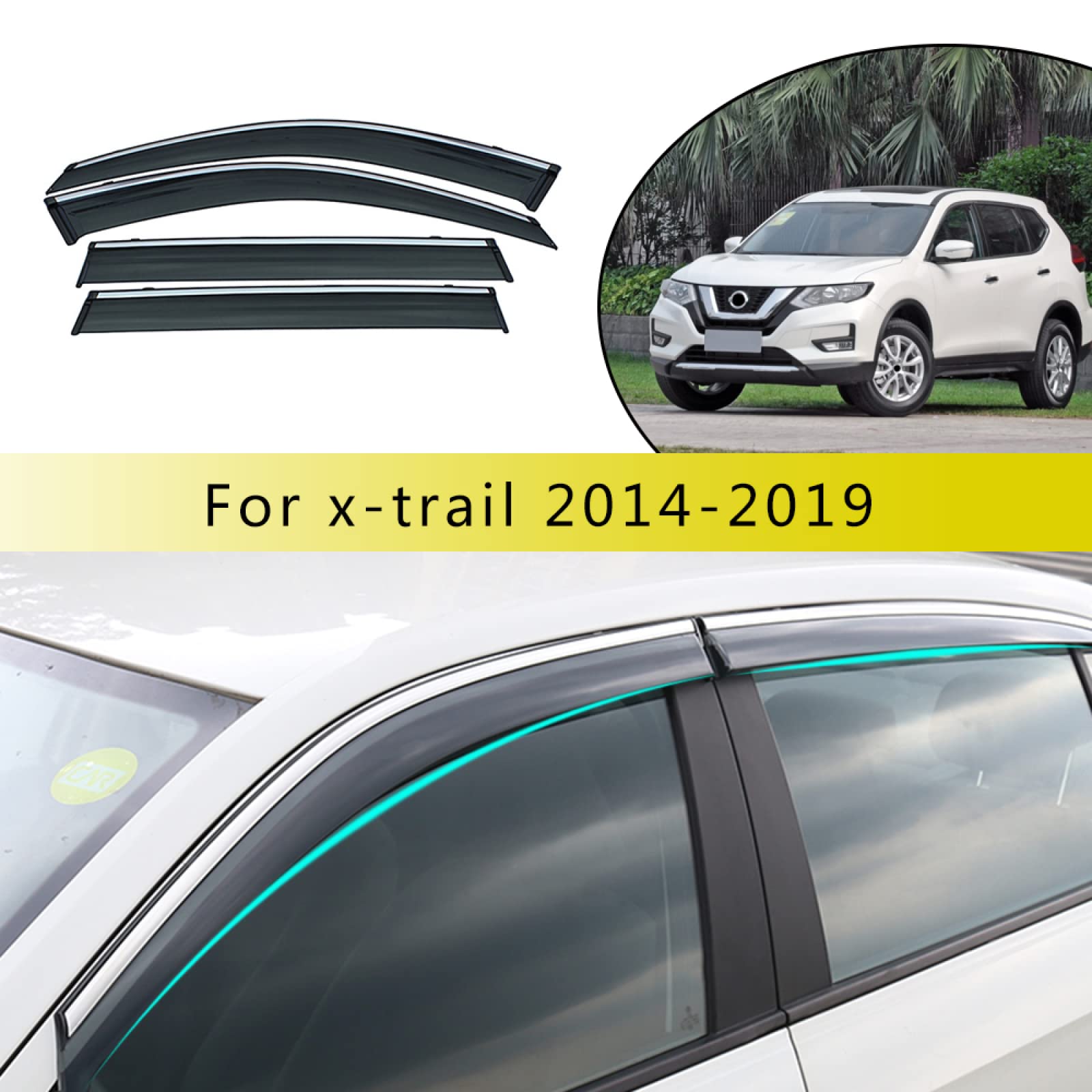 per Nissan X Trail T32 2014 2015 2016 2017 2018, 4 Pezzi Car Styling Fumo Finestra Parasole Parapioggia Deflettore Guard