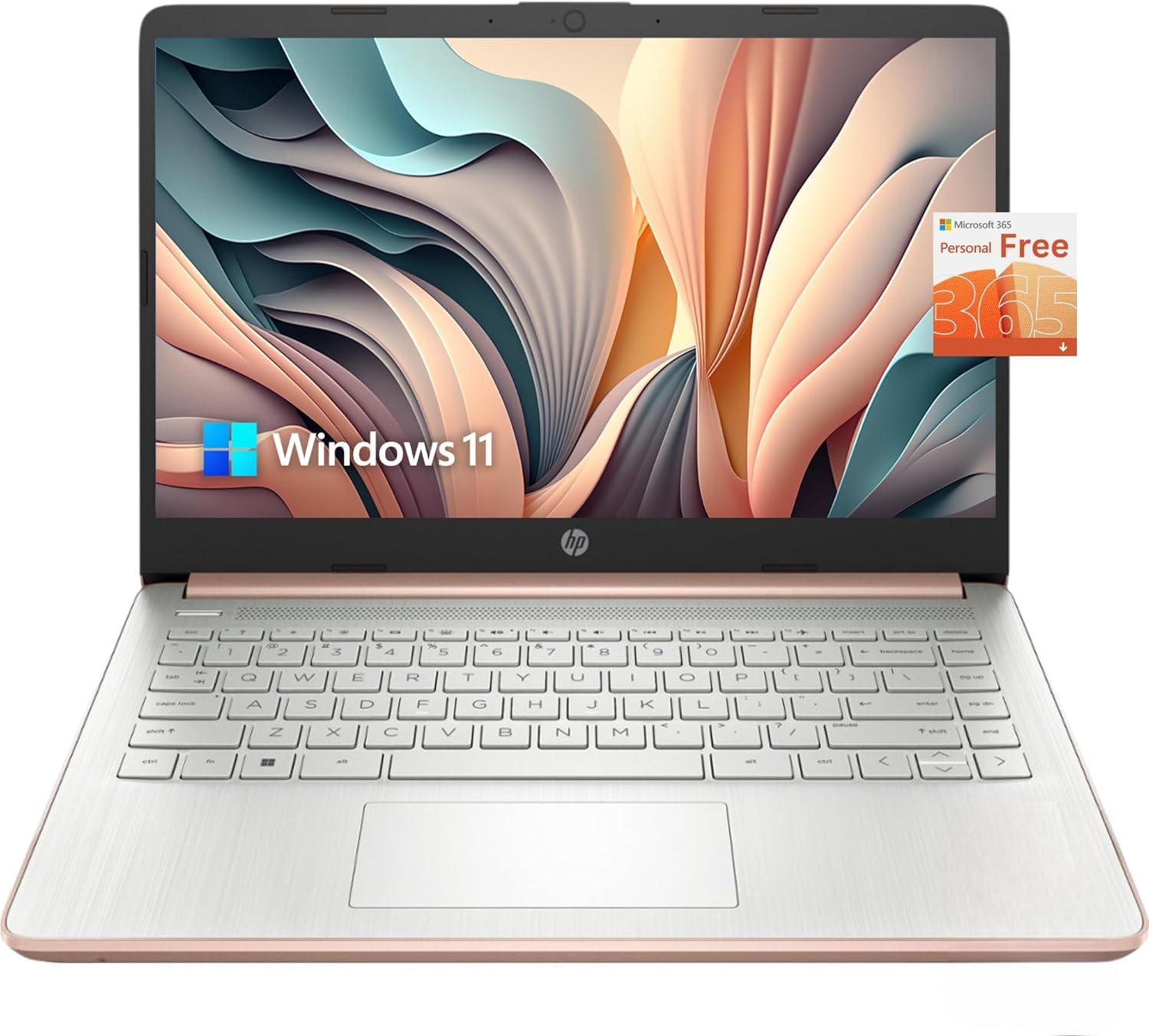 HP Latest Stream 14" HD Laptop, Intel Celeron Processor, 8GB Memory, 64GB eMMC Storage, Fast Charge, HDMI, Up to 11 Hours Long Battery Life, Office 365 1-Year, Win 11 S, Microfiber Bundle, Pink Gold
