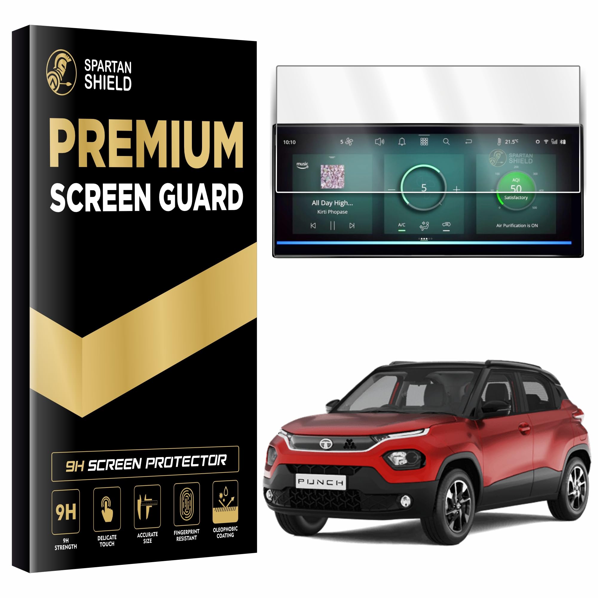 Spartan Shield SCREEN GUARD For TATA PUNCH 2026 Facelift || ACCOMPLISHED+S || 10.25-INCH [THIN BEZEL] INFOTAINMENT TOUCHSCREEN + 7 INCH INSTRUMENT CLUSTER + STEERING + AC PANEL Protector || Anti Scratch | Water Resistant | HD Clear | High Touch Sensitivity | Digital Car Music Stereo Accessories [Not Tempered Glass] — Amazon image 7