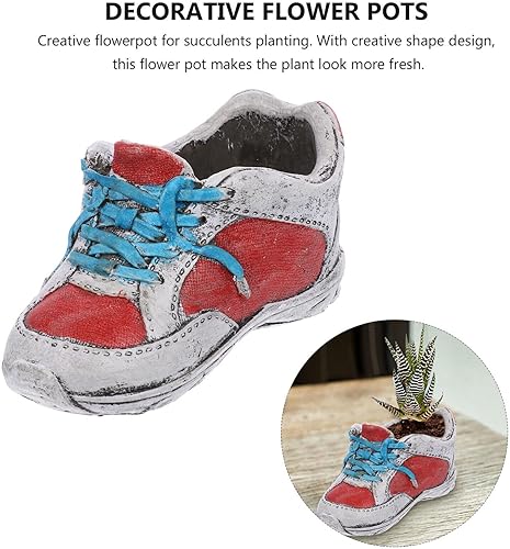 Miniatura 6 de Maceta creativa para suculentas, con forma de zapato, maceta de cactus de dibujos animados, lindo soporte para bolígrafo para escritorio para