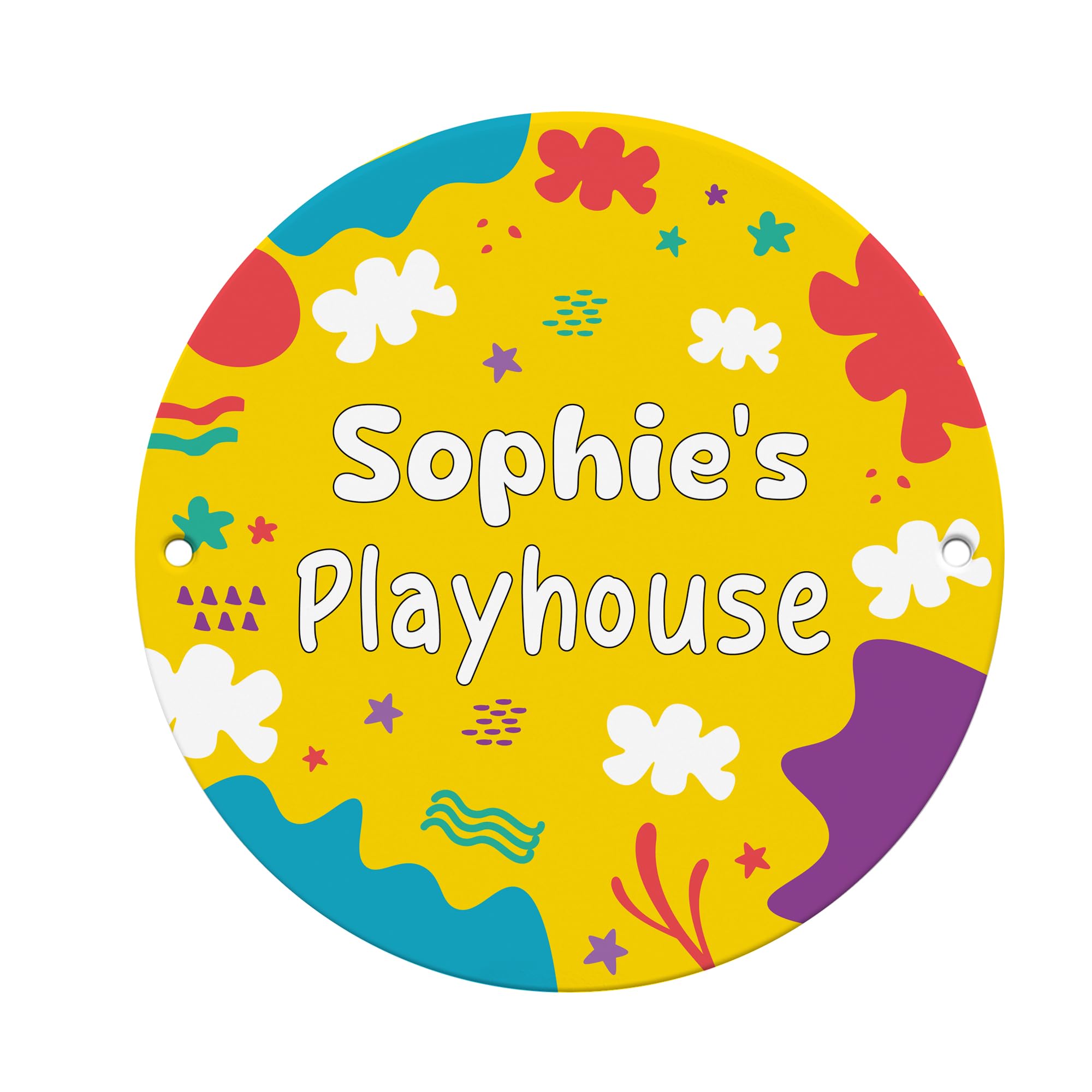 Red Ocean Personalised Kids Playhouse Sign with Name - Colourful Round Garden Playhouse Decor Plaque, Custom Acrylic Door Sign, Outdoor Play Area Sign, Nursery Playroom Wall Gift
