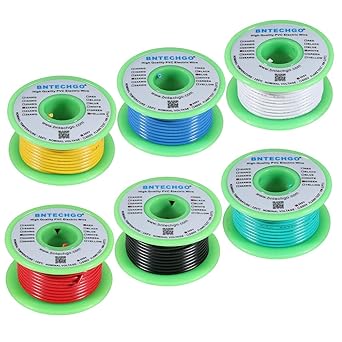 BNTECHGO 22 Gauge PVC 1007 Solid Electric Wire Kit 6 Color Each 25 ft 22 AWG 1007 Hook Up Wire
