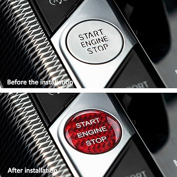 Compatible with Carbon Fiber Engine Start Stop Button Sticker One Button Start Ignition Frame Trim Cover Interior Accessories for BMW 3 4 Series 3GT G20 G28 2020 2021 2022 (Red)