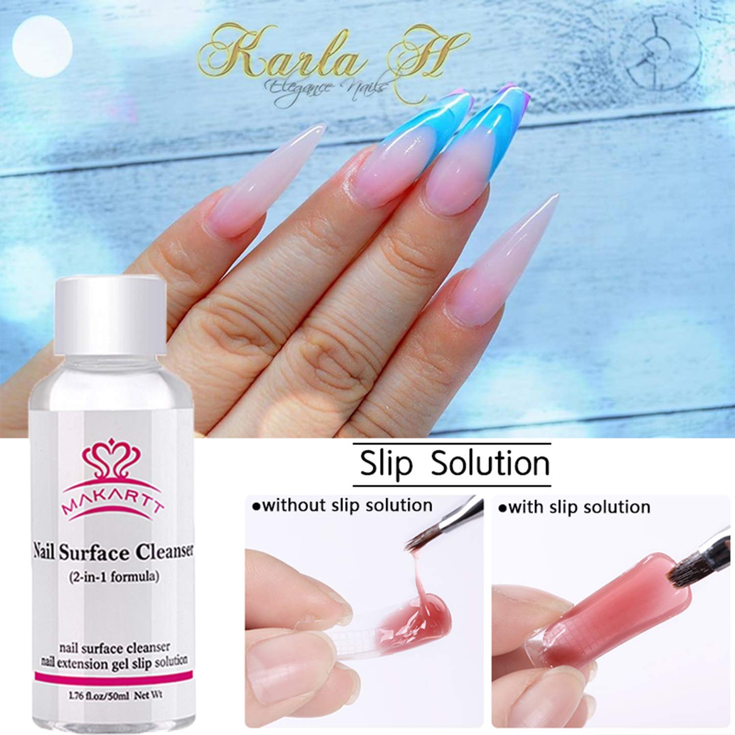 Slip Solution with Nude Snatch’d Poly Nail Gel Kit Bundle, 3 in 1 Formula Nail Cleanser Nail Polish Remover Slip Solution, Gel Extension Nail Kit Glitter Manicure Set Nail Extension Kit