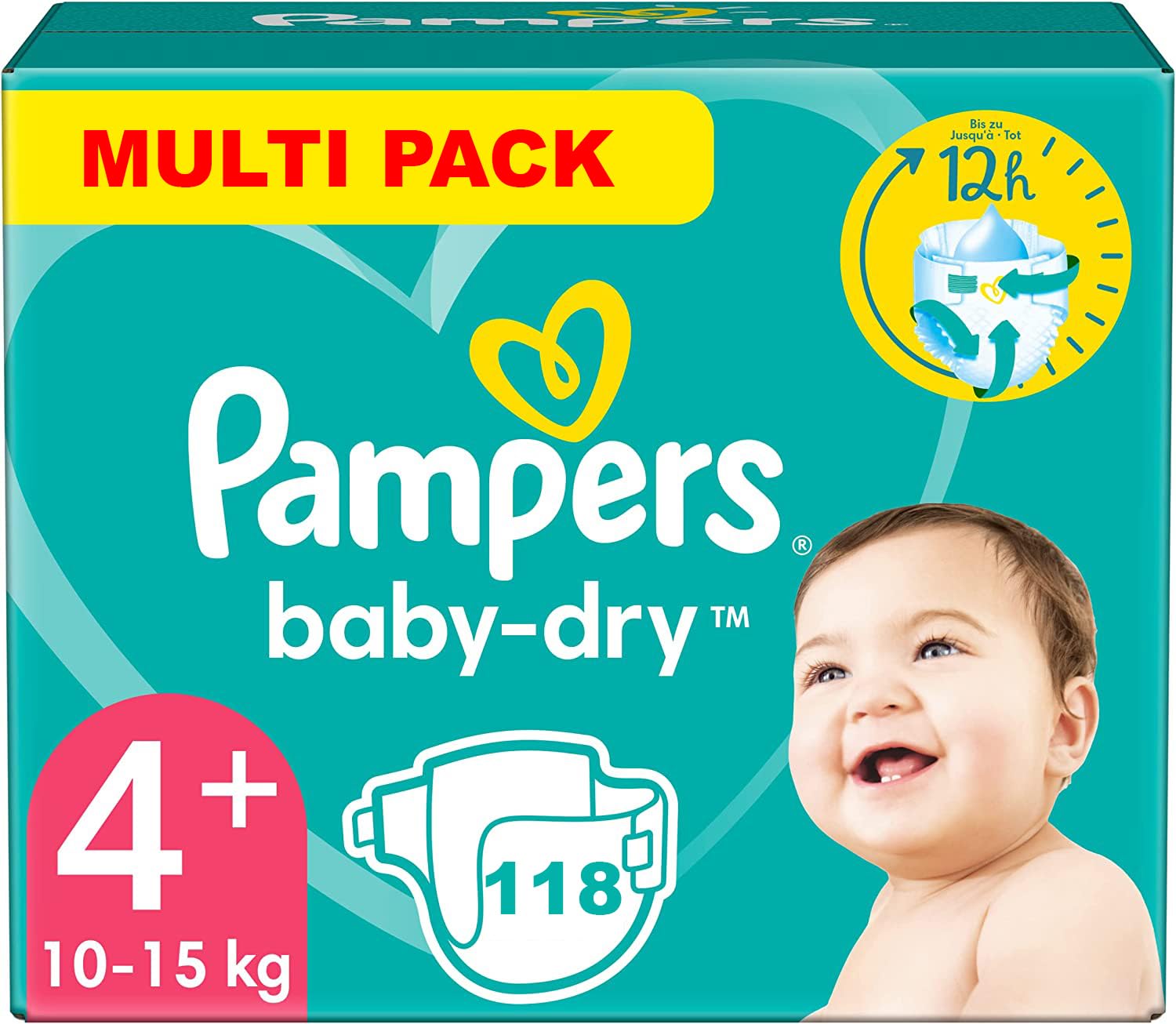 PAMPERS BABY-DRY TAILLE 4 PLUS 118 COUCHES (10-15 KG)