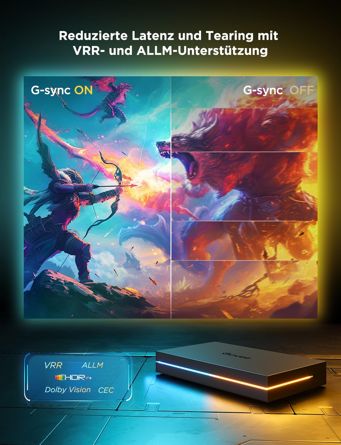 Govee HDMI 2.1 Sync Box AI Set 2, Monitor-Hintergrundbeleuchtung, RGBIC