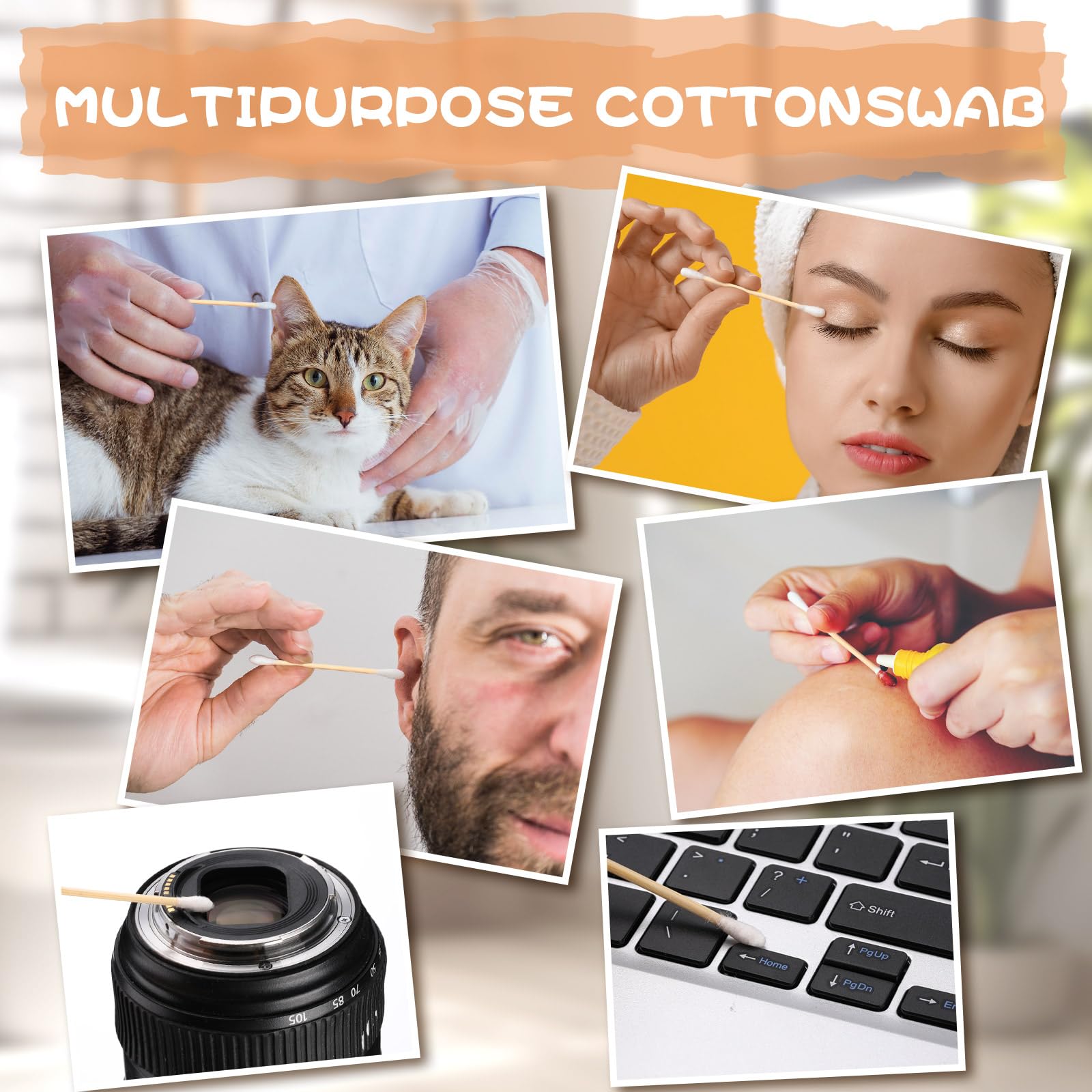 Dunzy 20000 hisopos de algodón redondos dobles con palos de madera, bastoncillos de algodón a granel, tamaño de viaje, hisopos para orejas, maquillaje, limpieza diaria, cuidado de mascotas