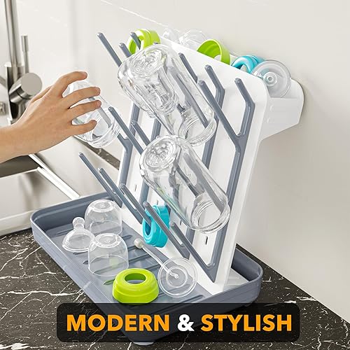 Miniatura 5 de SpaceAid Estante de secado de biberones con 20 ganchos, secadora de botellas de cocina que ahorra espacio, organizador vertical para biberones para