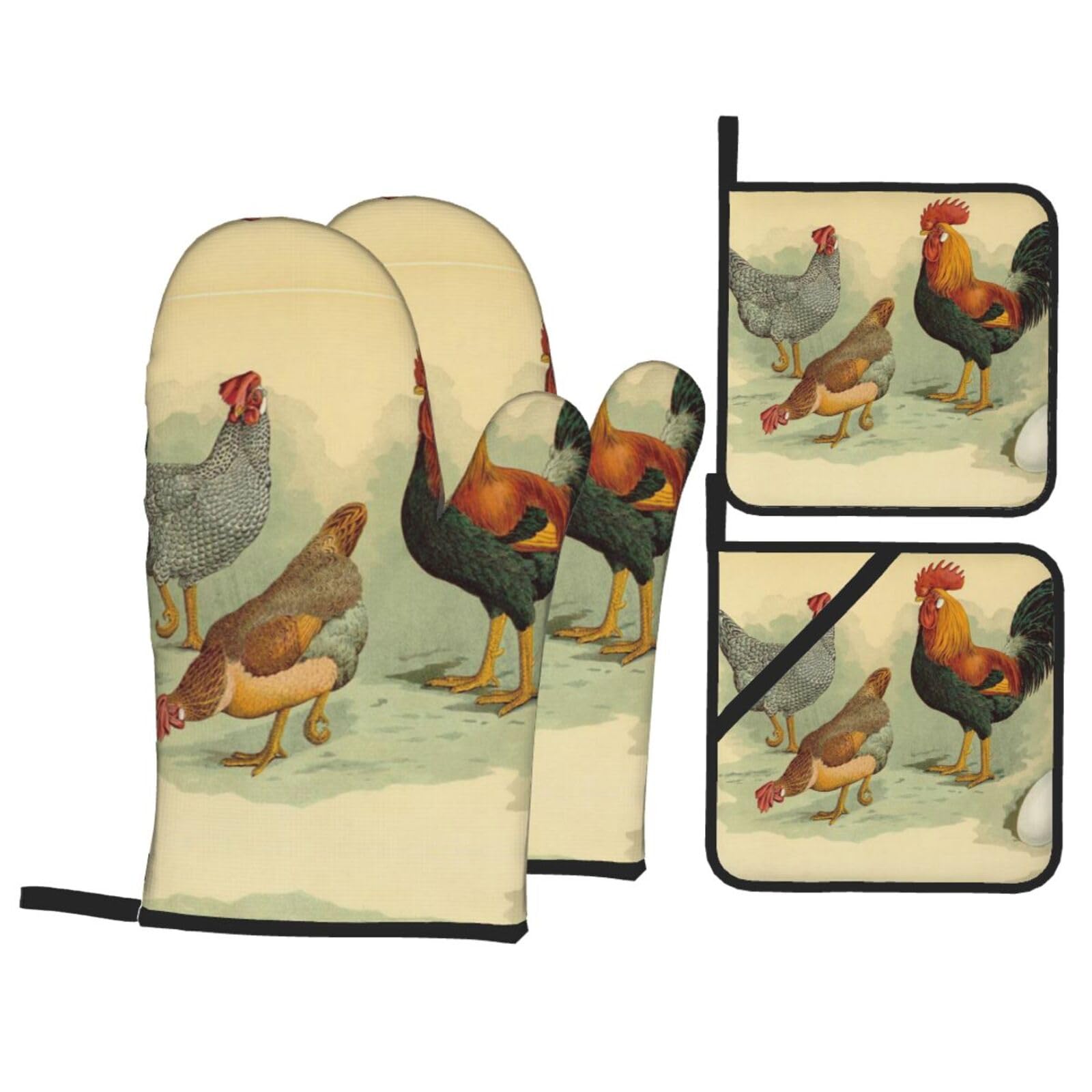 Lot de 4 maniques poules italiennes antidérapantes et isolantes