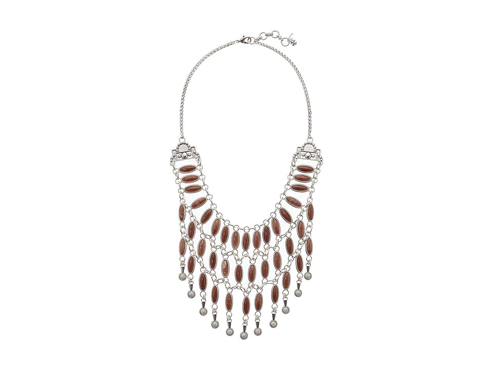 

Lucky Brand Pink Stone Collar Necklace (Silver) Necklace