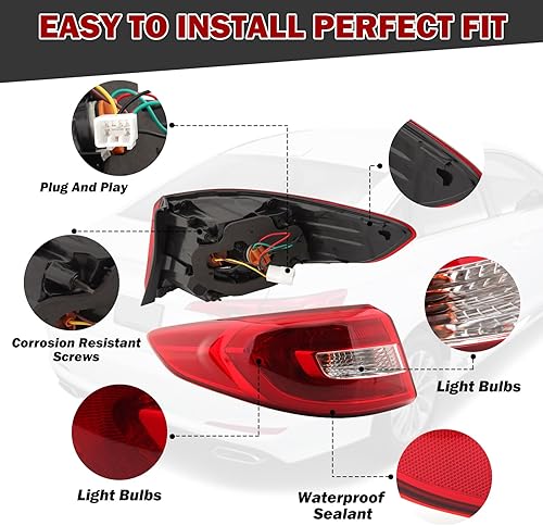 Miniatura 8 de Luces traseras cubierta de la lámpara de parada de freno indicador luz de advertencia para Hyundai Sonata 2015 2016 2017 (lado derecho del pasajero)