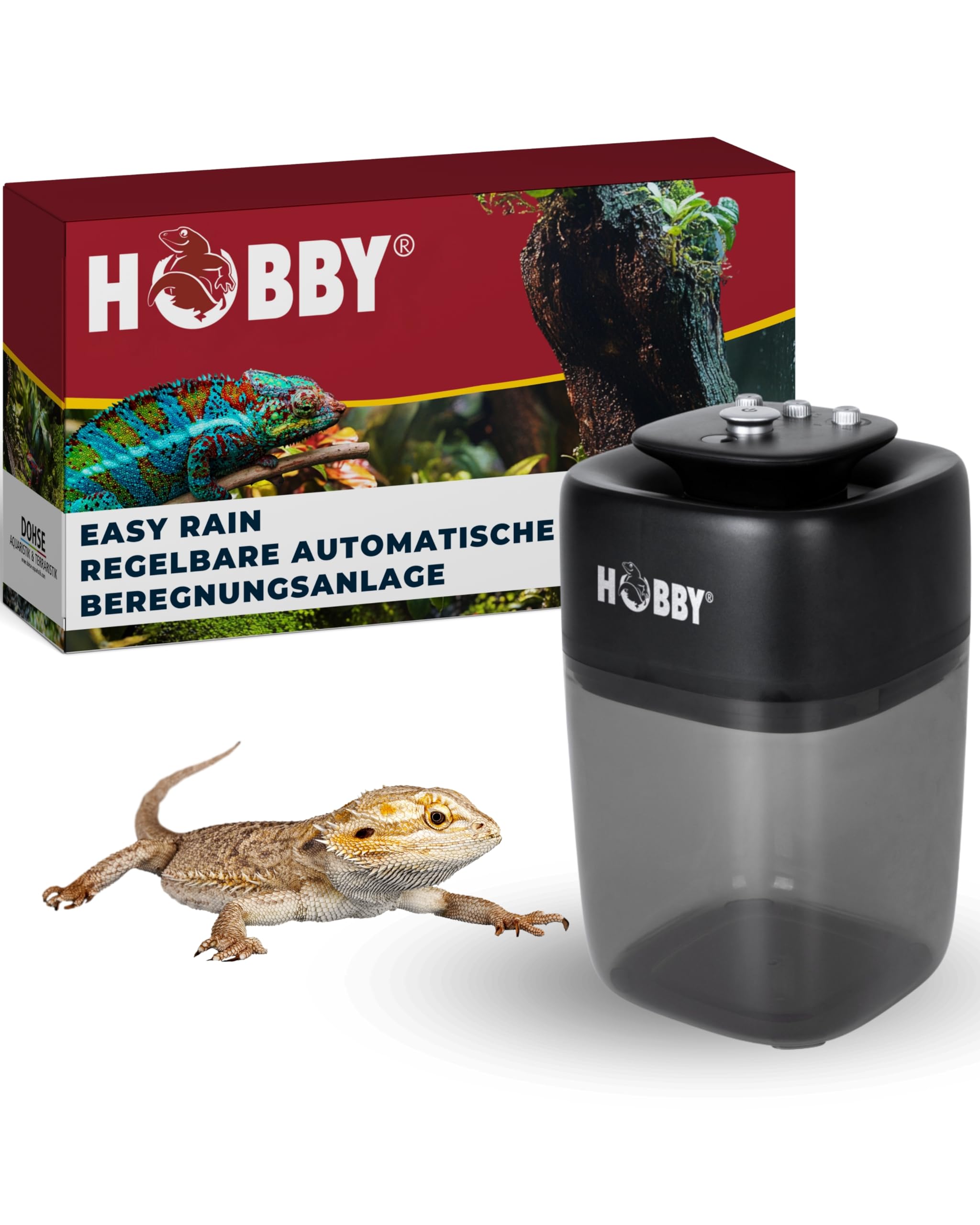 HOBBY Terraristik Easy Rain I automatische Beregnungsanlage für Terrarien I regelbares Beregnungssystem für Reptilien, Amphibien und Pflanzenhabitate I effizientes Befeuchtungssystem mit 9L Wassertank