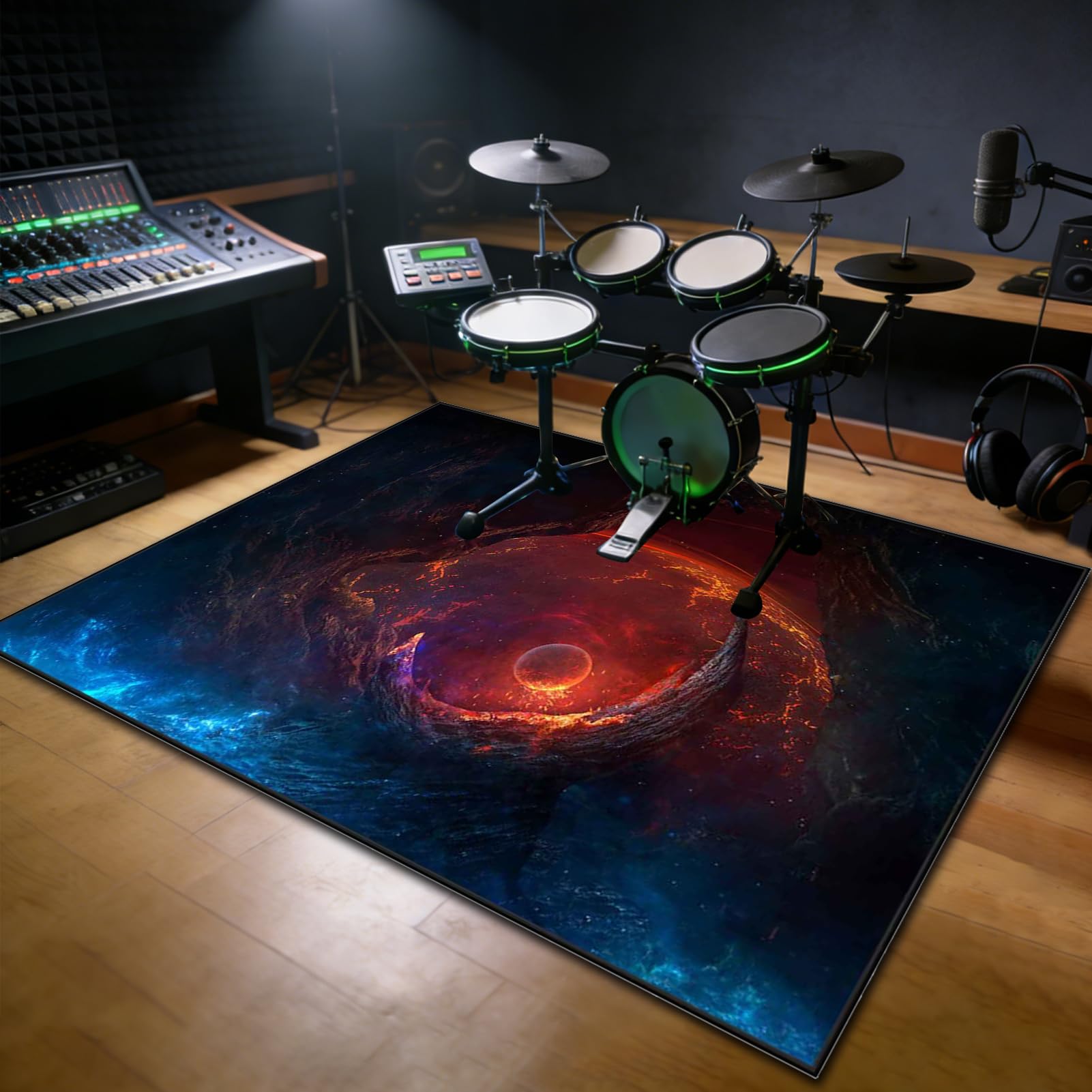 Tappeto Batteria Acustica, Tappeto Batteria Elettronica Insonorizzante Tappeto Antiscivolo per Batteria Elettronica Grancassa Rullante e Altri Strumenti Musicali Tappeto a Tamburo 230 x 200 cm