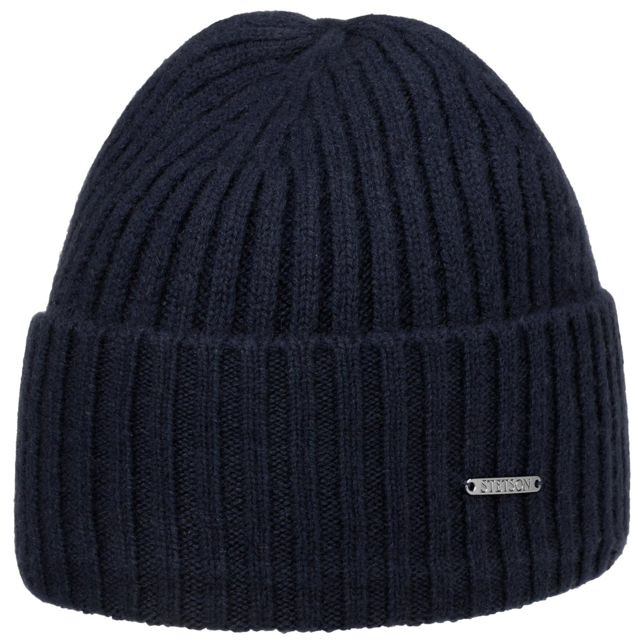 Stetson Women's Navy Varnell Beanie Rib Knit Hat 100% Cashmere Unisex Autumn Winter One Size