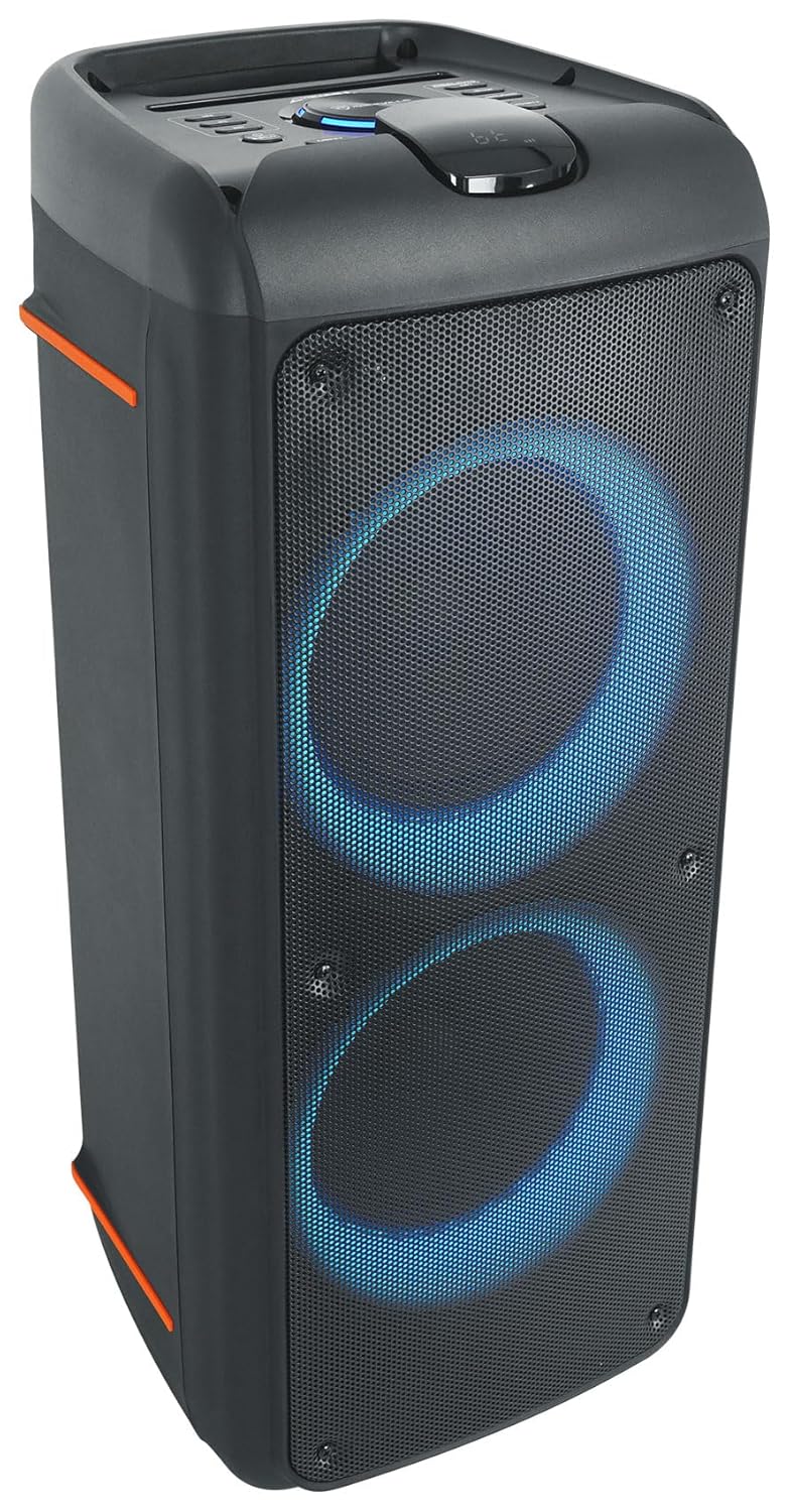 Rockville Rock Party 9 1000W Portable Bluetooth Speaker Dual 8 Woofers Deep Bass LED Lights Karaoke Mic Guitar