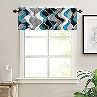 Vista 3 de Cenefas geométricas irregulares para ventanas, cenefas geométricas de cocina con bolsillo para barra, cenefa corta para ventana, cenefa para cocina