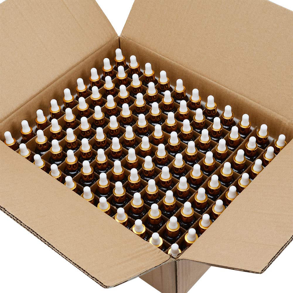Mozzafiato 1 Oz Amber Glass Dropper Bottles With Golden Caps – 6-Pack, Refillable For Oils & Perfumes