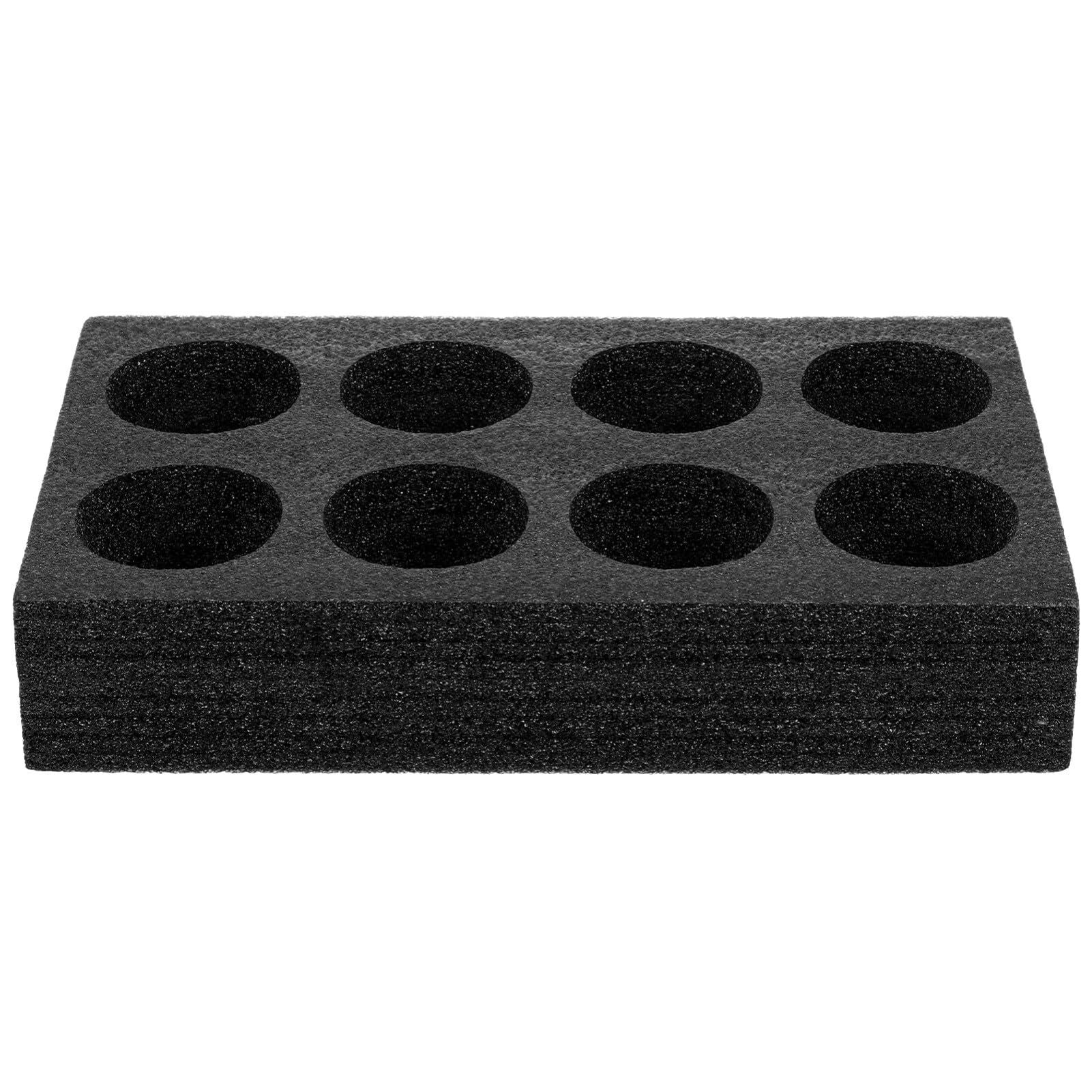 MAGICLULU8-Cup Foam Drink Tray, Pearl Cotton, Black, Rectangular, 8 Holes, Secure Cup Placement