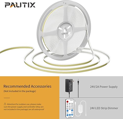 Miniatura 4 de PAUTIX COB - Tira de luz LED de 18 pies18.0 ft, 4000 K blanco natural CRI90+ 528 LEDsm de alto lumen de 24 V, cinta LED flexible súper brillante con