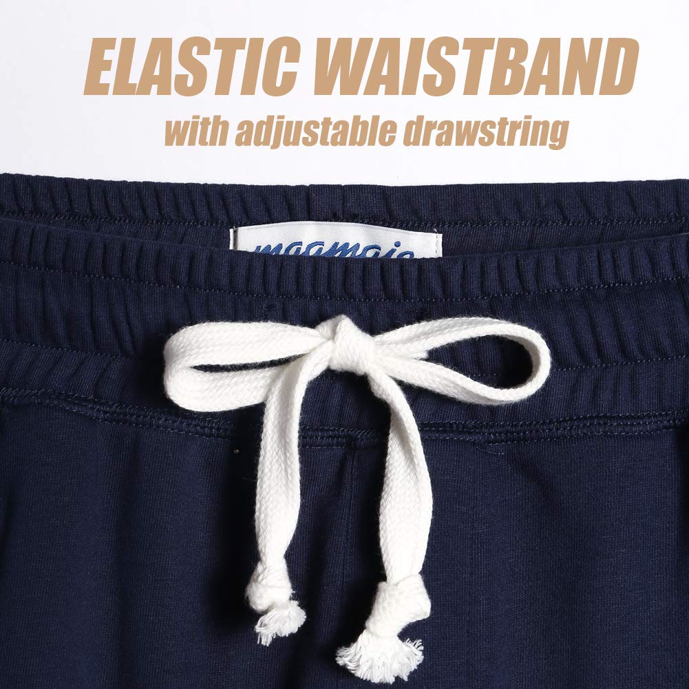 maamgic Pantalone Corti Sportivi in Felpa di Cotone da Uomo Pantaloncini da Corsa Jogging Allenamento Palestra Vita Elasticizzata con Coulisse 14cm