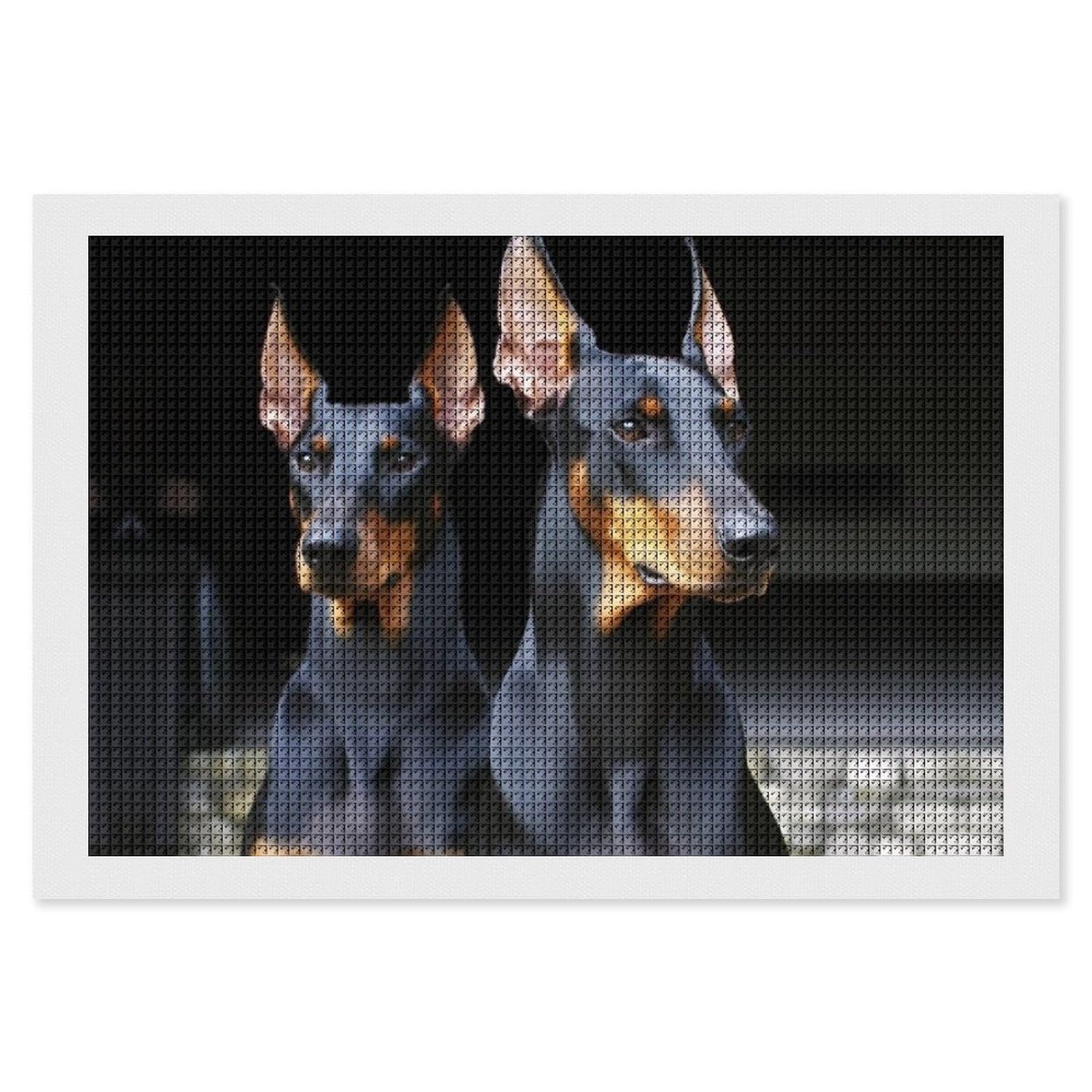 NONHAI Diamond Painting Kits for Adults - DIY Diamond Art Kits for Beginners - Full 5D Paint Drill Diamond Dots Paintings- Doberman Diamonds Pictures Gem Art and Craft Wall Decor 8"x12"