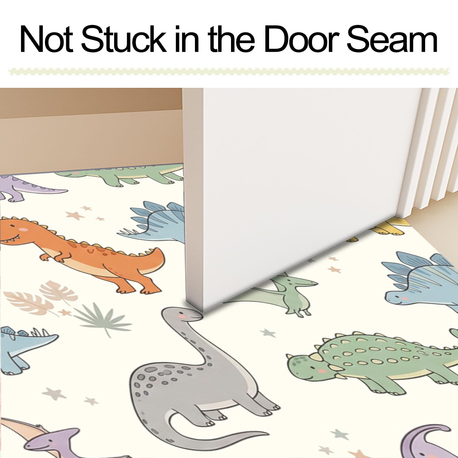 Alfombra Entrada Antideslizante, Brachiosaurus Tyrannosaurus Rex Felpudo Entrada Casa Animales Dibujos Animados Alfombrilla Perfil Bajo, Absorbente para Puerta, Pasillo, Oficina, 80x120cm