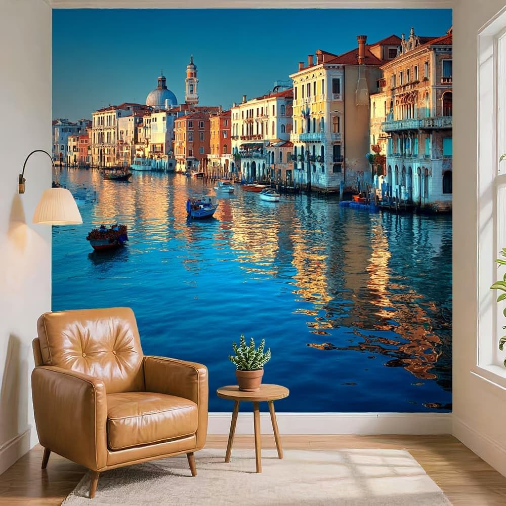 Fototapety dekoracyjne niebieskie tapety ścienne 300 x 210 cm krajobraz weneckiego miasta akwarystyczne tapeta tapeta z włókniny dekoracja ścienna, salony, pokoje nowoczesne zdjęcie