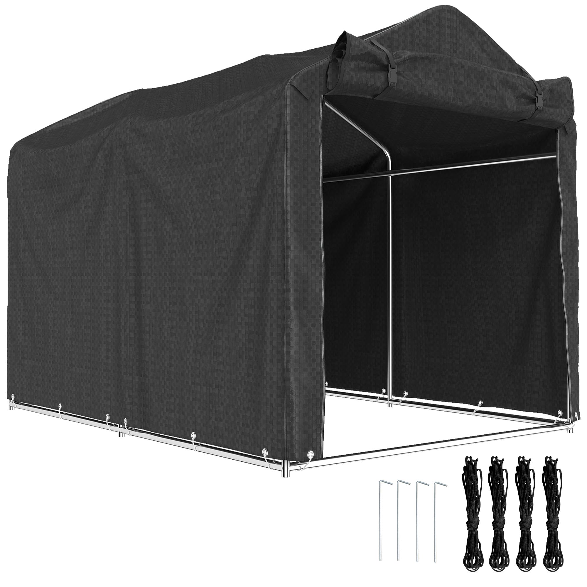 Outsunny Garagenzelt Wasserdicht mit Rolltür 220 x 157 x 165 cm Schwarz | UV-beständig, Fahrradabdeckung, Gerätehaus, Gerätezelt, Foliengerätehaus, Fahradgarage, Garage Für Aufsitzmäher
