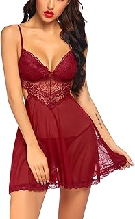 Avidlove Sexy Lingerie for Women Cheeky Lace Sleepwear Sleepwear Set Adjustable Strap Mesh Chemise Backless Translucent Br...