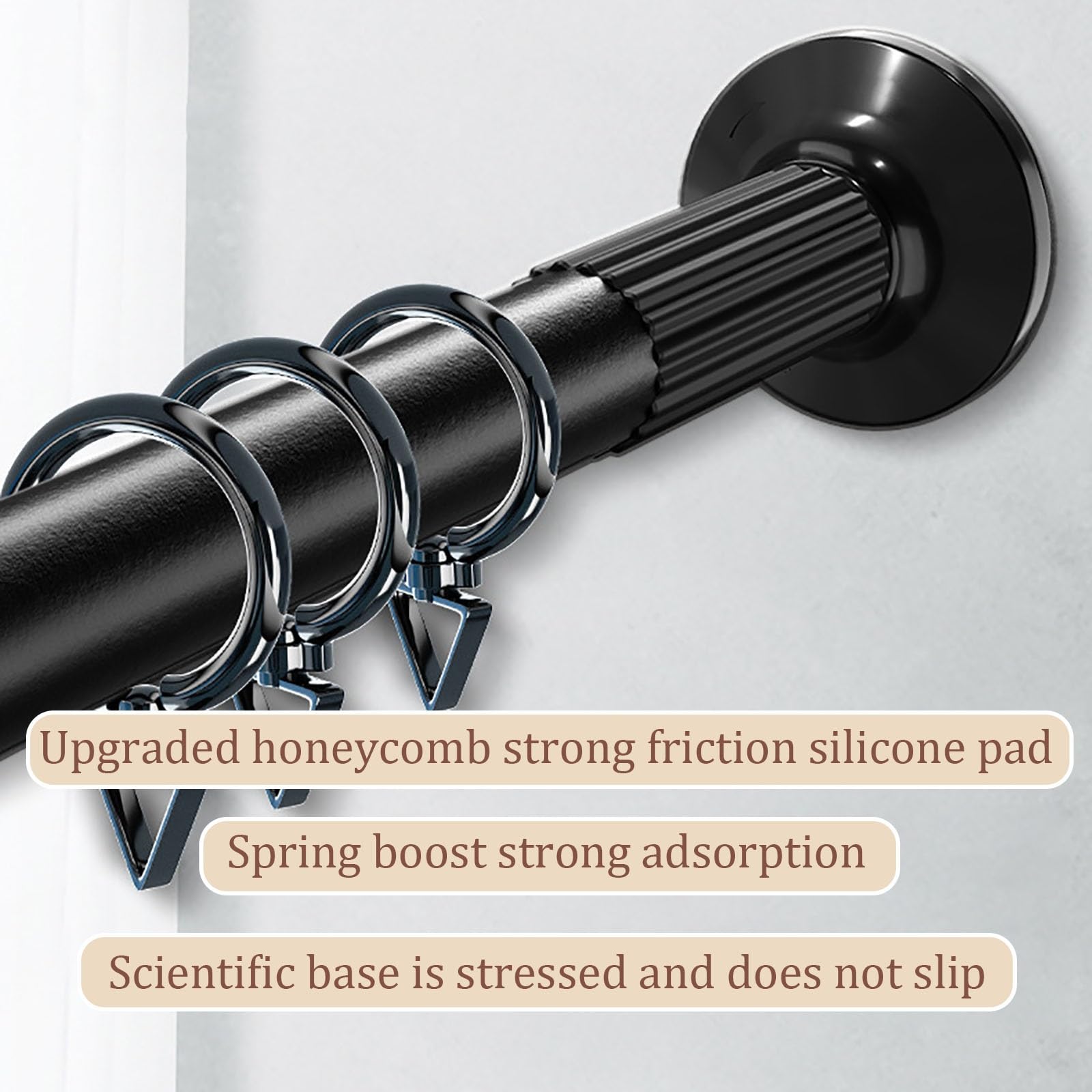 Robuste Gardinenstange ohne Bohren, verstellbar, 32 mm Durchmesser, extra lang, 92127 cm, perfekt für Badezimmer, Schlafzimmer, Wohnzimmer, Mieterfreundlich, Braun