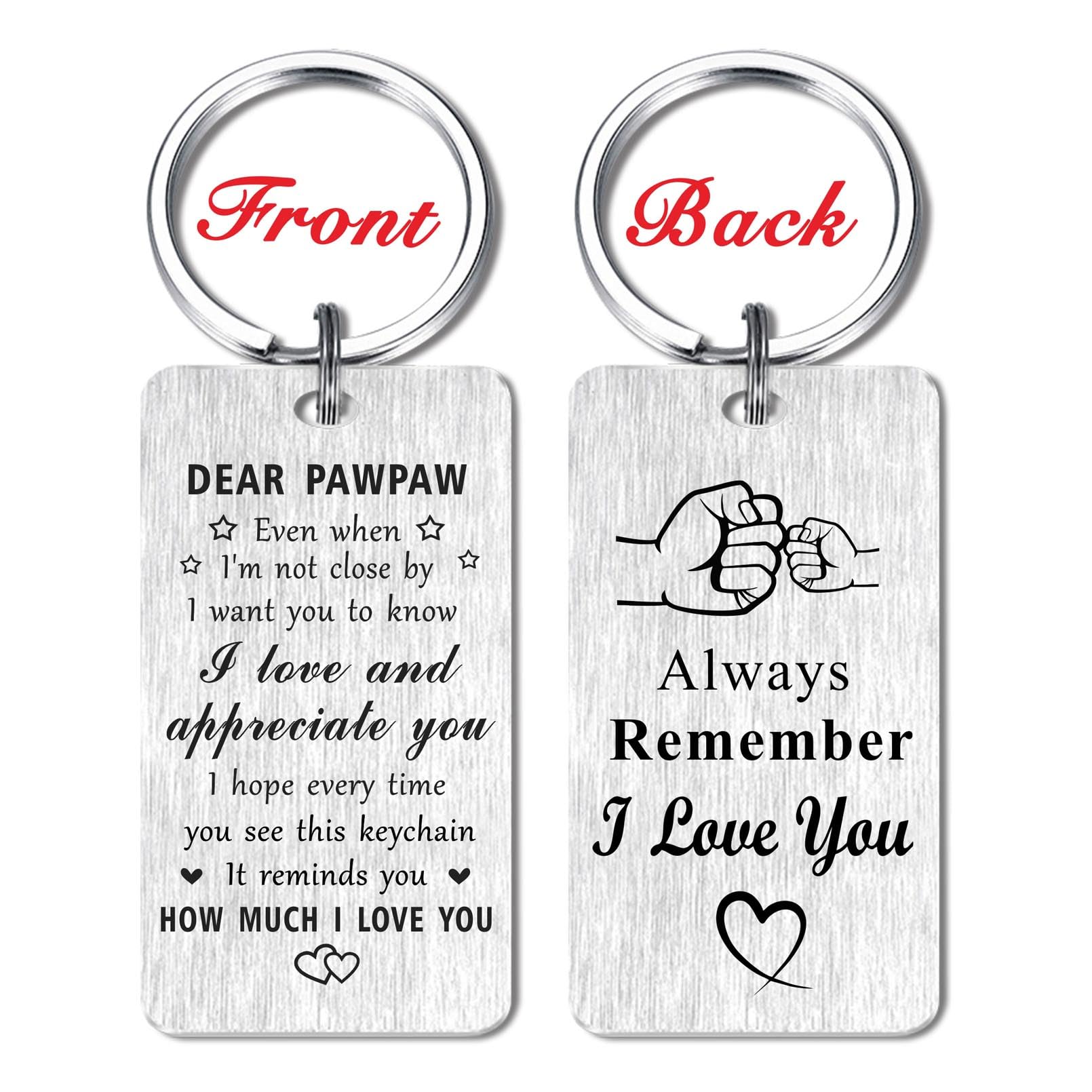Jzxwan I Love You Pawpaw Gifts, Appreciate Pawpaw Birthday Keychain, Best Key Chain Present from Grandkids