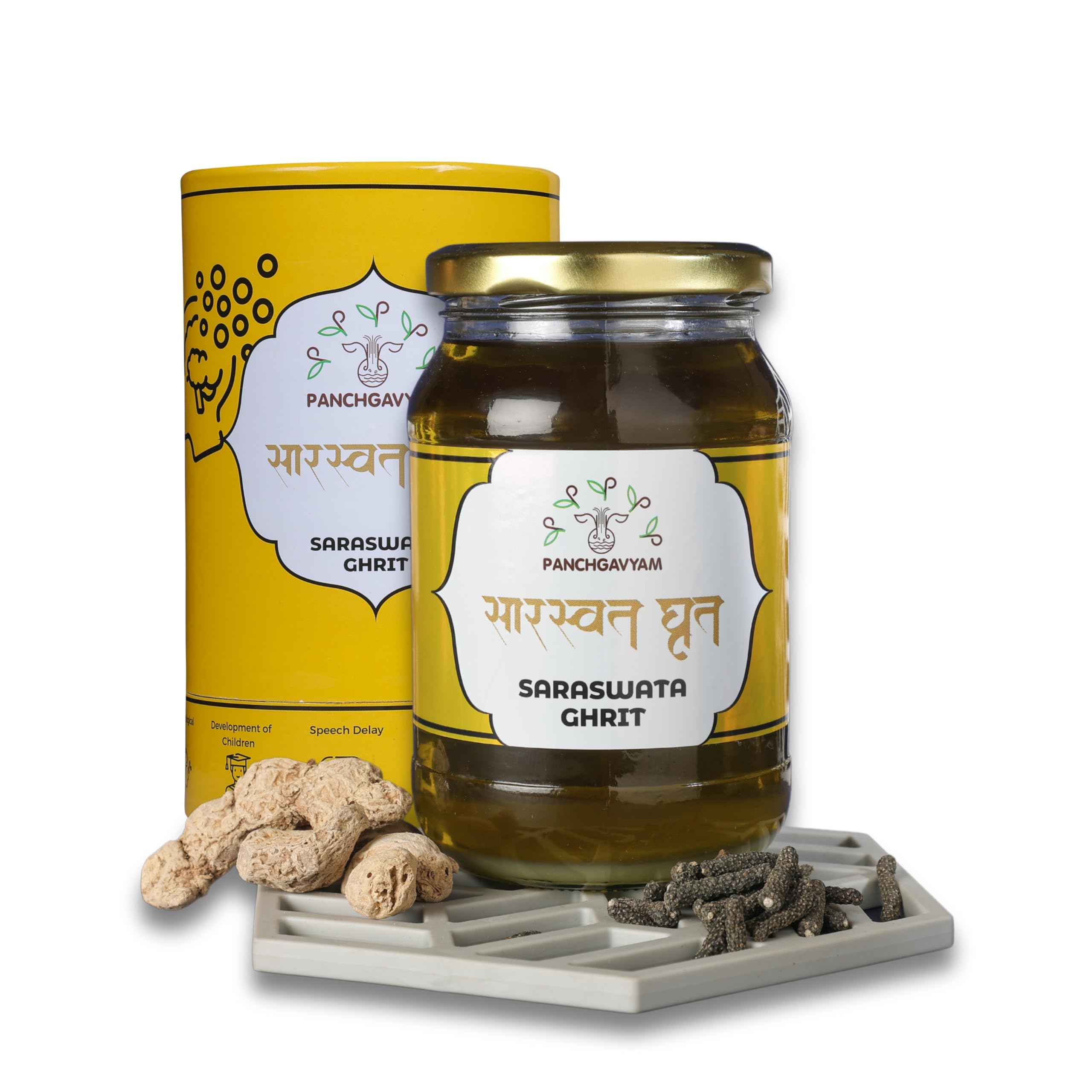 Saraswat Ghrit/Ghee |Speech delay supplement for kids|supplement for Focus, Memory, Brain wellness|Especially Development for Children|Useful in Speech Delay, Speaking Difficulties,Lack of Concentration & Memory Booster for All Ages| Savoury Ghee| DHA for memory & concentration|Omega 3+ Multivitamin for Kids,Sugar Free, DHA + EPA & Vitamins, Booster for Brain, Heart, Eyes, Immunity & Total Health.