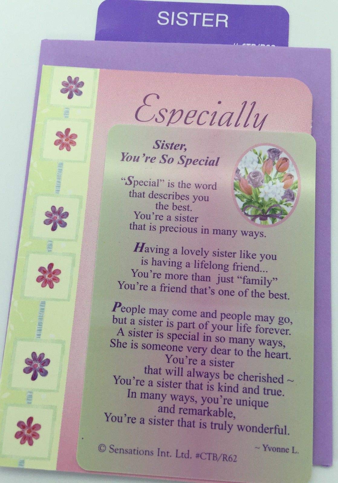 Shop Inc Multi Color Sister You're So Special, Sentimental Keepsake Wallet/Purse Card - Gift, Age