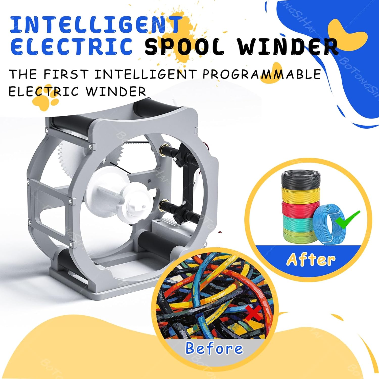 3D Industrial Filament Respooler, Welding Thread Winder with Smart Start and Stop, Wrap Neatly Without Tangling, Electric Spool Rewinder for PLA/PETG/ABS/TPU/Nylon/Other 3D Printing Materials