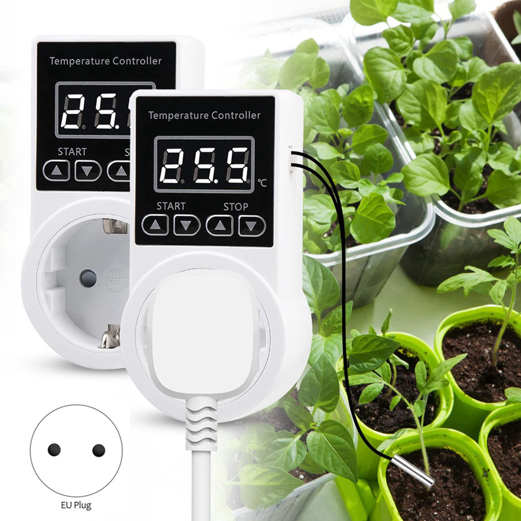 Presa Termostato Digitale Impermeabile - Installazione Veloce, LCD | Display LCD chiaro, impostazioni rapide, memoria automatica, correzione temperatura e protezione schermo per uso continuo