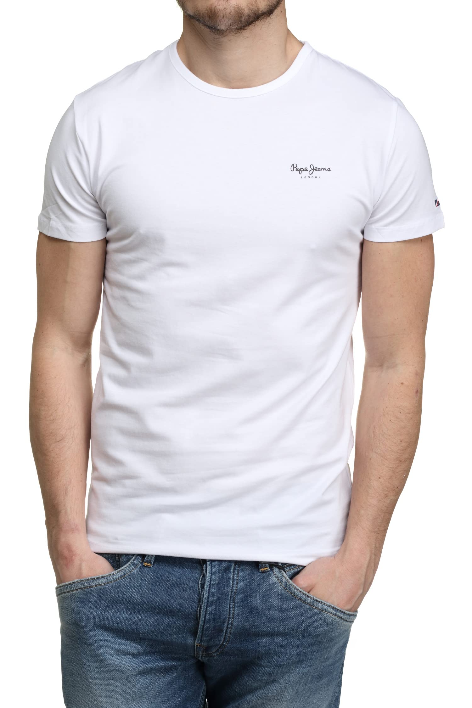 Pepe Jeans Original Basic 3 N Camisetas, Blanco (White), L para Hombre