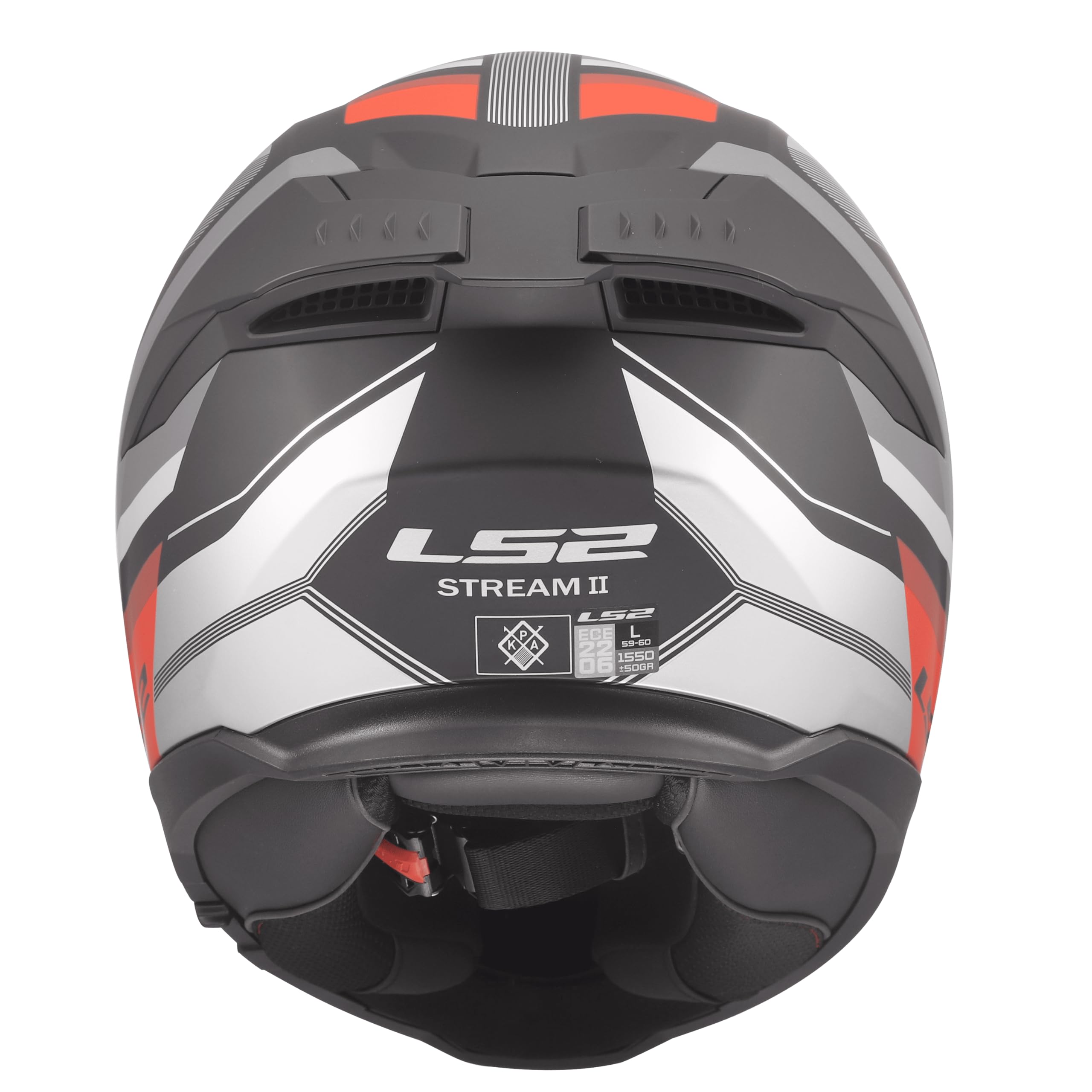 LS2, Casco Moto Integrale STREAM II VINTAGE Matt Black Grey Red, L