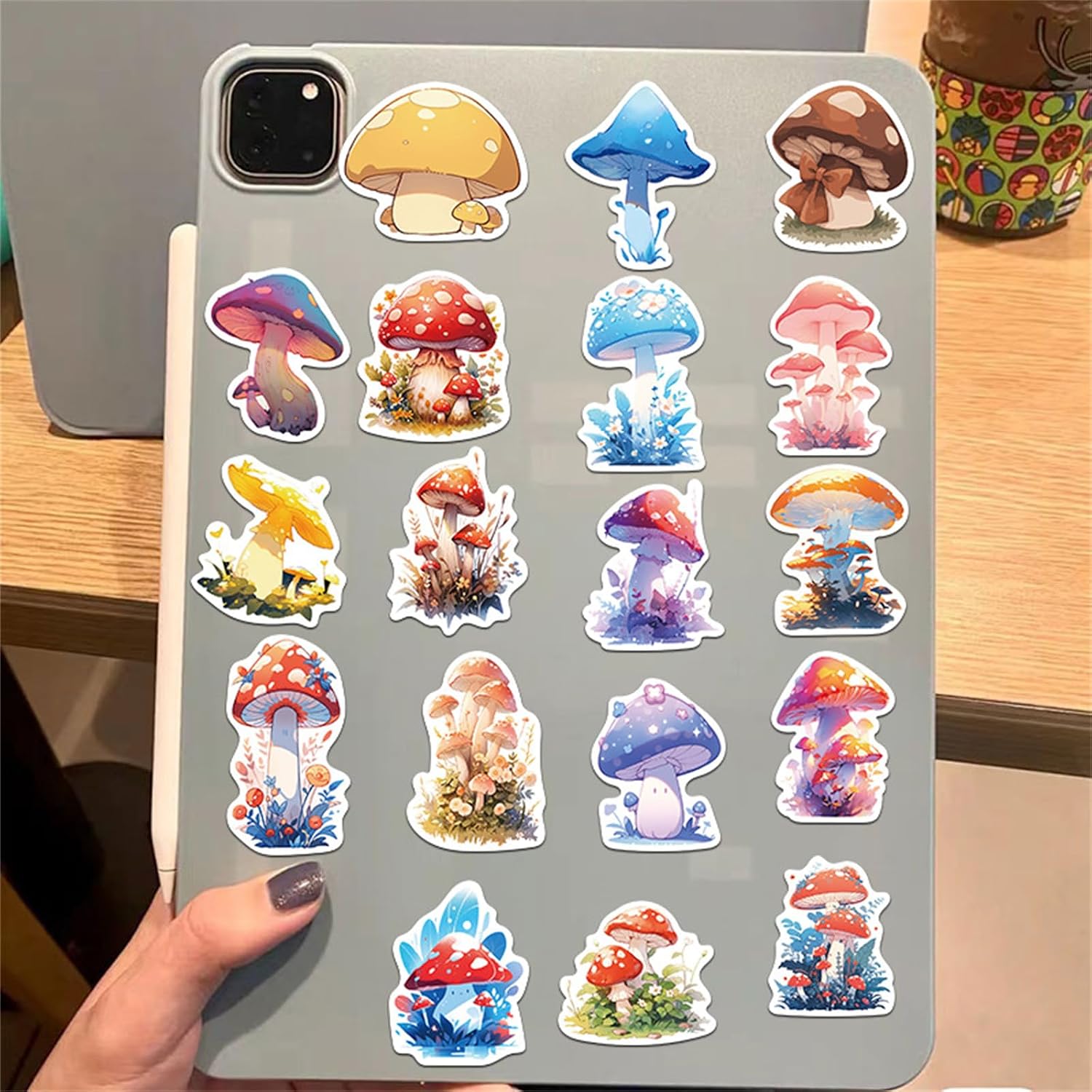 50 Pcs Mushroom Cartoon Stickers for Kids Teens Adults Chanterelle Aesthetic Vinyl Decal Pack Water Bottle Laptops Stationery Scrapbook Kawaii Kids Classroom Prize Stickers (aaric)