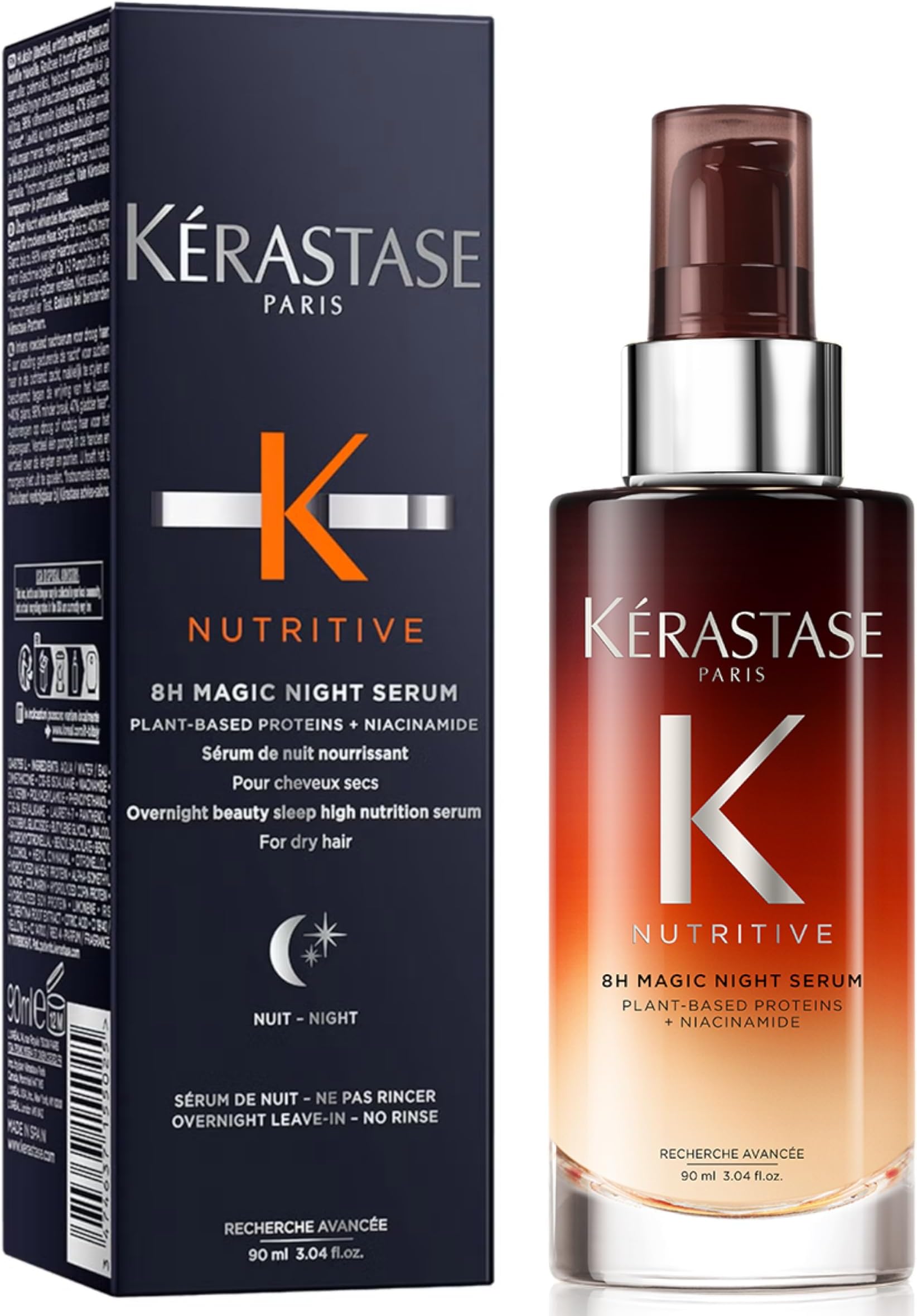 Kérastase Nutritive Nourishing Hair Serum with Niacinamide, Overnight Leave-In Treatment for Dry Hair, Lightweight and Non-Greasy, 8H Magic Night Serum