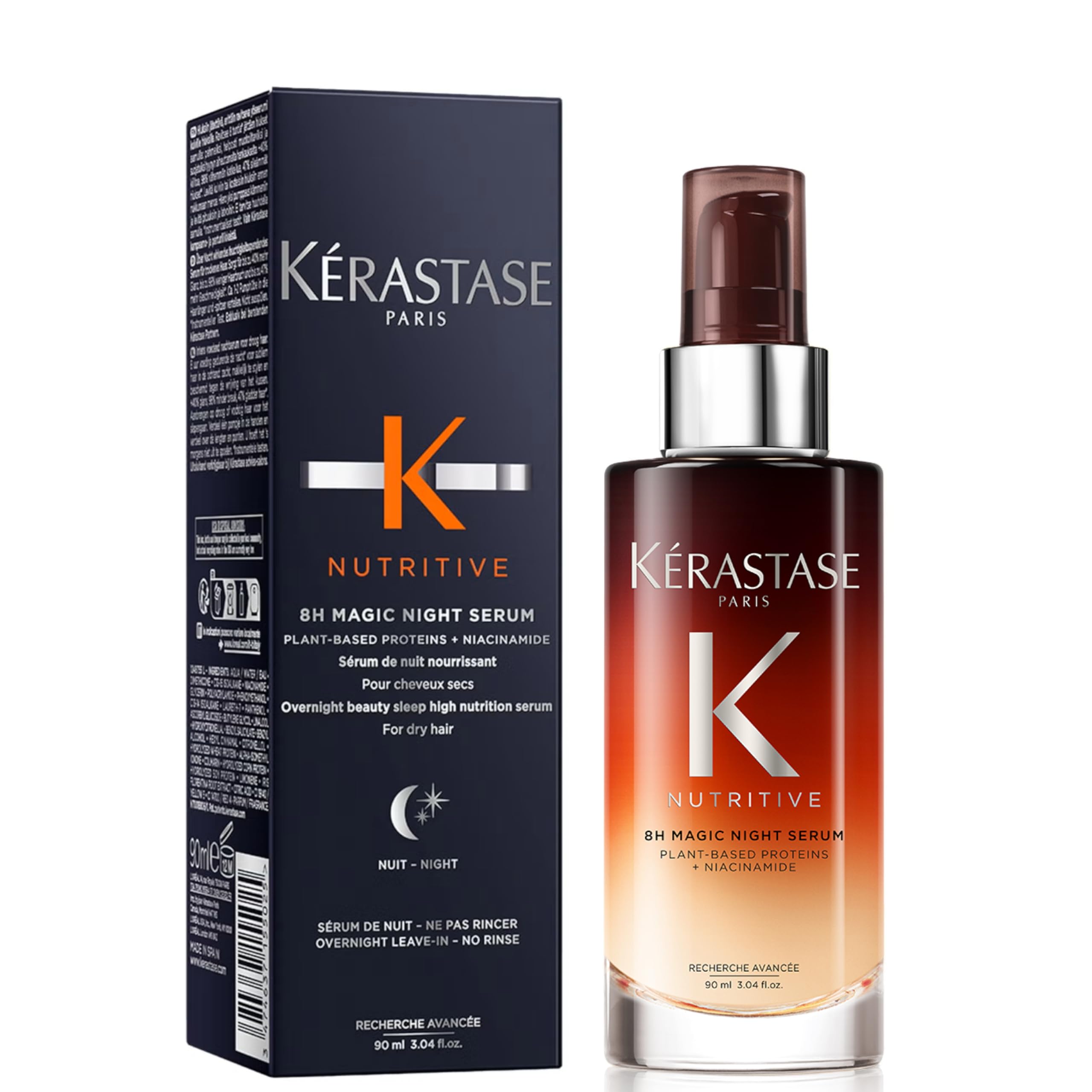 Kérastase Nutritive Nourishing Hair Serum with Niacinamide, Overnight Leave-In Treatment for Dry Hair, Lightweight and Non-Greasy, 8H Magic Night Serum, 90 ml