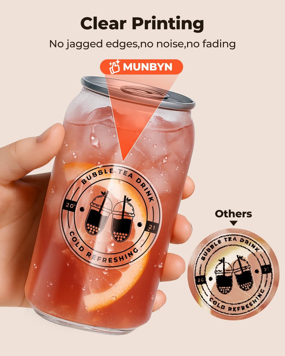 MUNBYN RW402B Thermal Label Printer+2 Inch Transparent Circle Self-Adhesive Waterproof Thermal Label+IPS03 440lb for Postal Scale