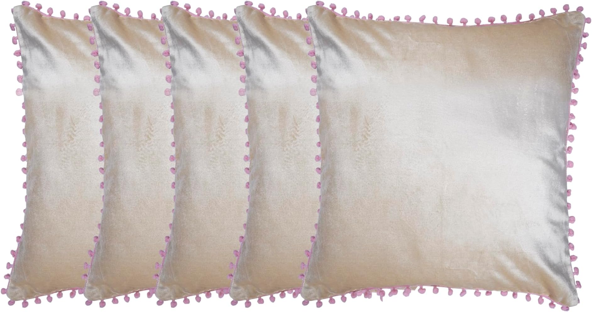 Kushalmangal Pillow Covers, Modern Sofa Throw Pillow Cover, Pillow Case for Couch Bed 20x20 Inch for Home (Pack of 5_Beige)