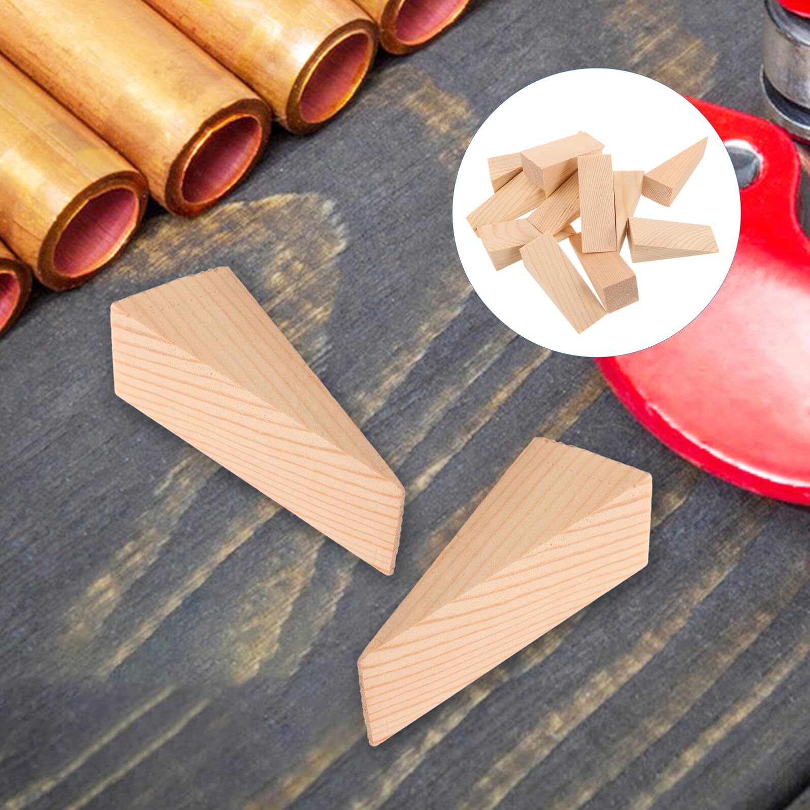 12 Piezas Cuñas de Madera Dura Topes Triangulares para Puerta Cuña de Madera para Bricolaje para Proyectos de Carpintería